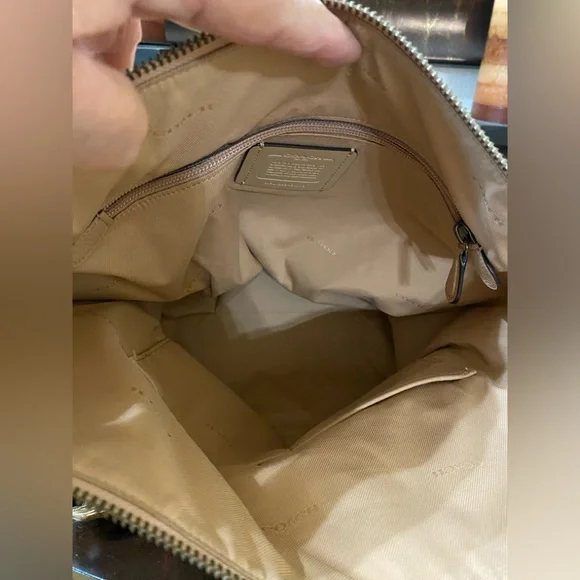 COACH Tan Natural Calf Leather Dufflette Crossbody Bag,Dark Nickel Tone hardware - Picture 15 of 16